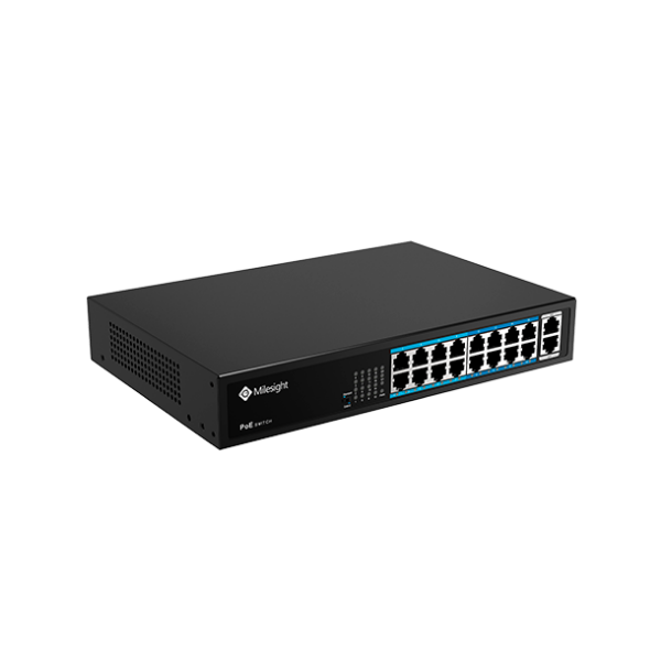 Billede af Milesight PoE gigabit-switch, 16 x PoE, 2 x uplink, 200w