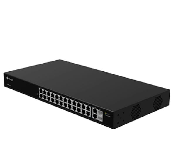 Billede af MileSight giga switch med fiber 24X10/100Mbps PoE ports (RJ45) + 2X1000Mbps uplink ports + 2X1000Mbps SFP ports