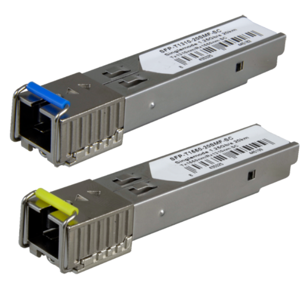 Billede af Sæt med SFP moduler. Single mode fiber. SC Simplex, BiDi, Max 20 km, 1.25Gb/s - 1000Base-LX