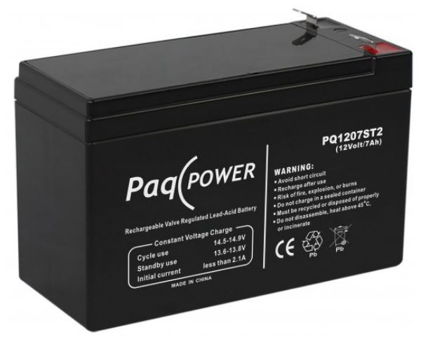 Billede af 12V/7Ah PaqPOWER VRLA battery 5 years Superior
