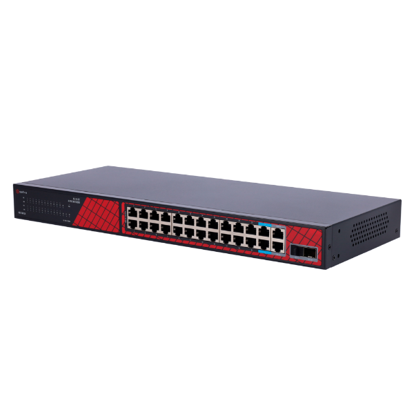 Billede af Safire PoE Switch 300W, 22 x 30W PoE  + 2 x 60W Gigabit PoE  + 2 x Gigabit Uplink, 2 x SFP, WatchDog