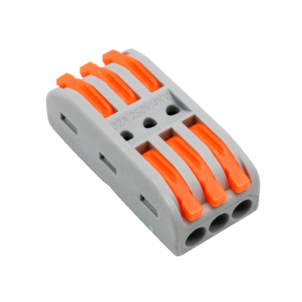 Billede af Safire hurtig connector, 3 ind/3 ud, 600V 32A, 28 ~ 12AWG, 10 stk.